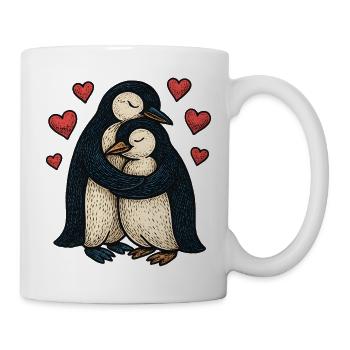 Câlin câlin de pingouin câlin avec cœur - Mug blanc - blanc - Droite