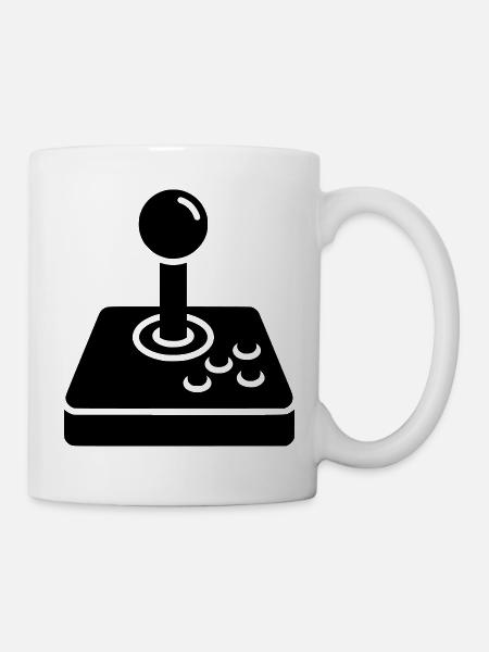 Retro Joystick Arcade Icon - Tasse - Weiß