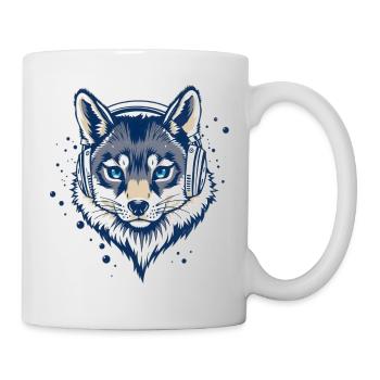 cooler Fuchs mit Kopfhörern - Tasse - Weiß - Rechts
