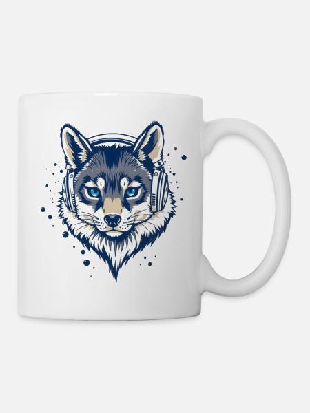 cooler Fuchs mit Kopfhörern - Tasse - Weiß