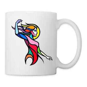 Bunte, abstrakte tanzende Frau - Tasse - Weiß - Rechts