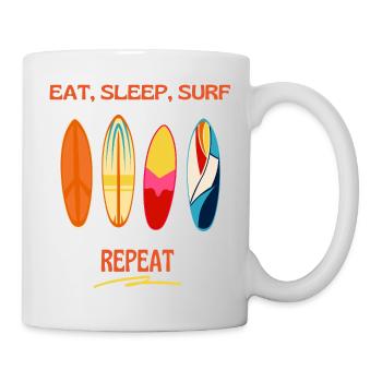 Manger Dormir, Surfer Répéter – Planches de surf colorées - Mug blanc - blanc - Droite