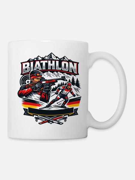 Cadeau de biathlon pour les sports d’hiver - Mug blanc - blanc