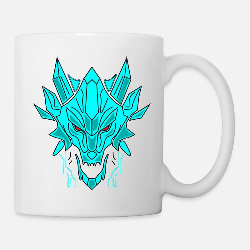 Tête de dragon de glace géométrique - Mug blanc - blanc