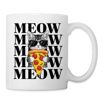 Katzenpizza Stil mit Sonnenbrille kawaii cat - Tasse - Weiß - Rechts