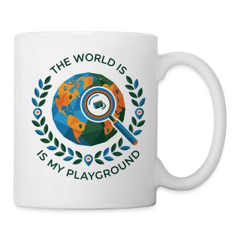 Le monde est mon terrain de jeu, le géocaching - Mug blanc - blanc - Droite