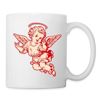 Rock Cherub – Engel mit Metal-Handzeichen - Tasse - Weiß - Rechts