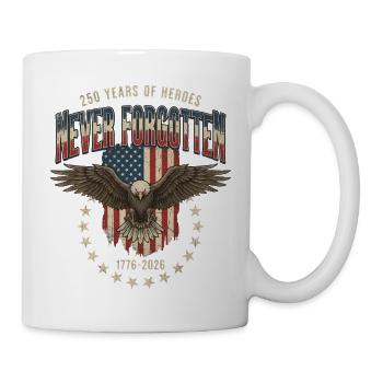 250 Jahre Amerika-Jubiläum Helden niemals - Tasse - Weiß - Rechts