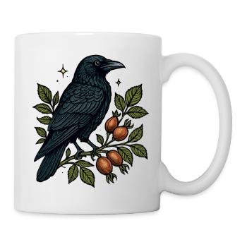 Corbeau nocturne sur la vigne à baies - Mug blanc - blanc - Droite