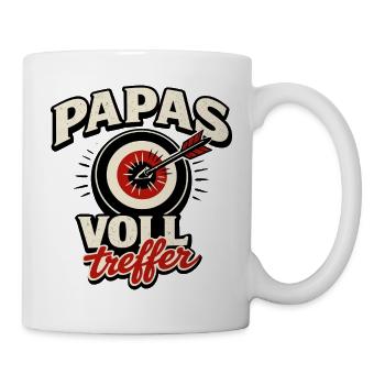 Papas Volltreffer Witziger Spruch Dart Baby - Tasse - Weiß - Rechts