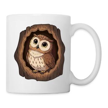 Vue de la chouette dans le creux de l’arbre - Mug blanc - blanc - Droite