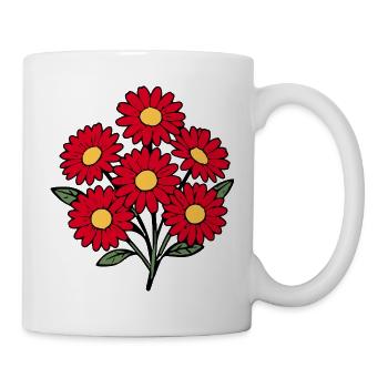 Blume rot rote Blume Blumen Gänseblümchen - Tasse - Weiß - Rechts