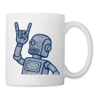 Retro Robot Horns Line Art - Tasse - Weiß - Rechts