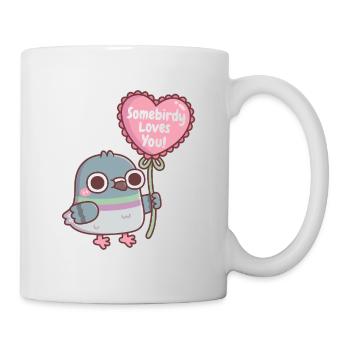Cute Pigeon With Heart Balloon Somebirdy Loves You - Mug - white - Right