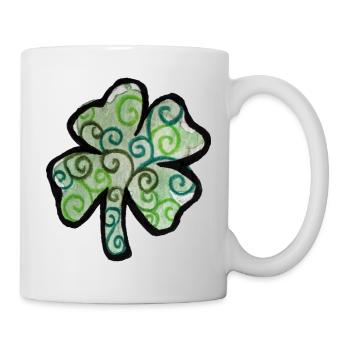 Trèfle tourbillonné en verts pastel - Mug blanc - blanc - Droite