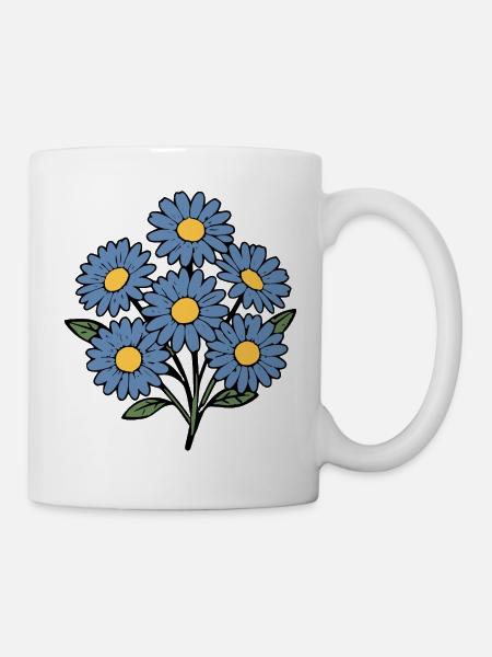 Blume blaue Blumen Blüte Blumenstrauß - Tasse - Weiß
