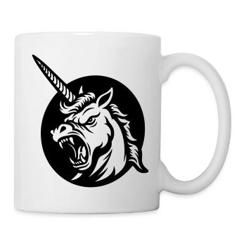 Brüllendes Einhorn – Aggressiver Einhornkopf - Tasse - Weiß - Rechts