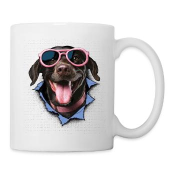 Chien avec des lunettes de soleil roses - Mug blanc - blanc - Droite