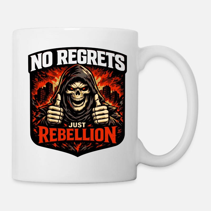 No Regrets Just Rebellion – Grim Reaper Skull - Mug - white