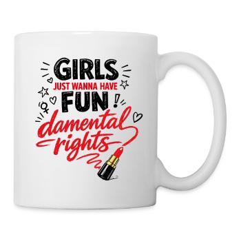 Fun-damental Rights – Doodle Feminismus Spruch - Tasse - Weiß - Rechts