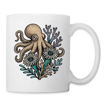 Unterwasser Octopus mit Blumen - Tasse - Weiß - Rechts