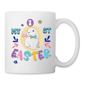 Mein erstes Ostern, süßer Hase mit Schleife - Tasse - Weiß - Rechts