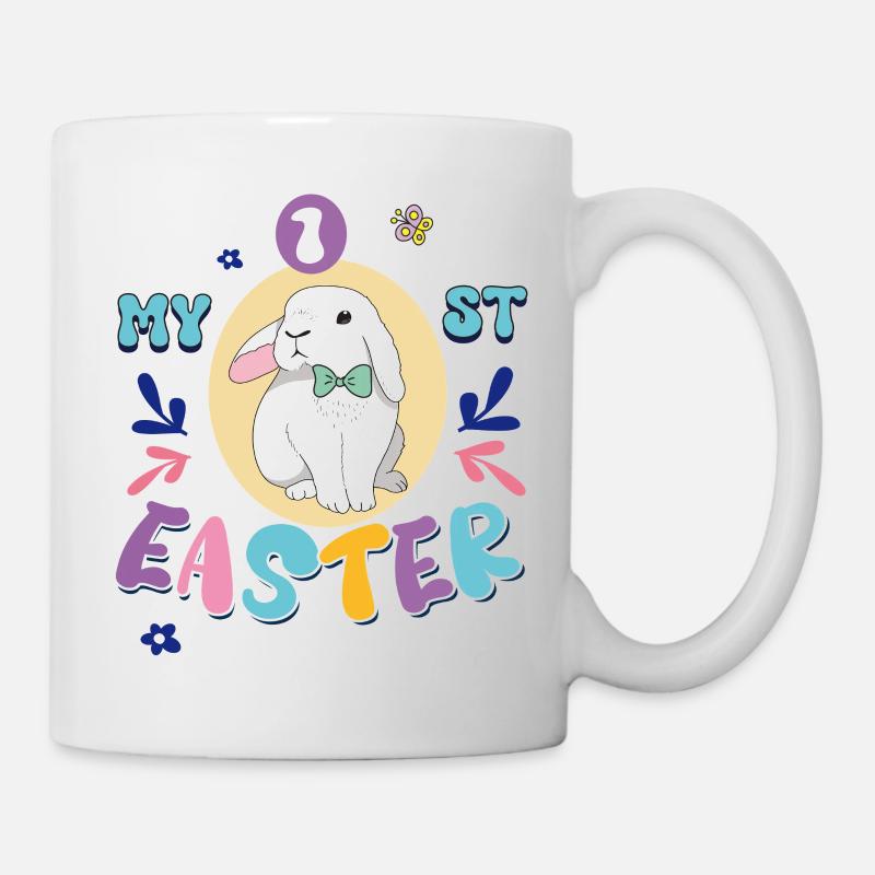 Mon premier Las, un lapin mignon avec un nœud - Mug blanc - blanc