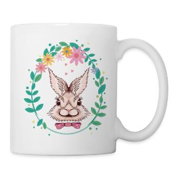 Hare in a wreath of flowers - Mug - white - Right