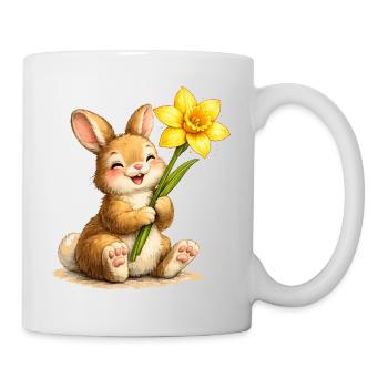 Bunny with yellow spring flower - Mug - white - Right