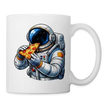 Astronaut eating pizza - Mug - white - Right