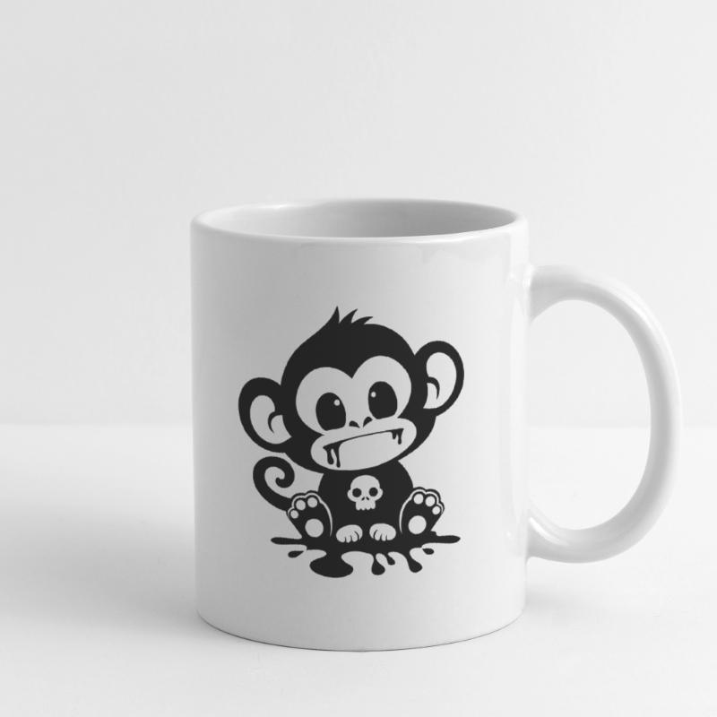Spooky Monkey with Skull Mug