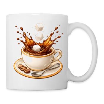 Coffee Splash Illustration with Sugar Cubes - Mug - white - Right