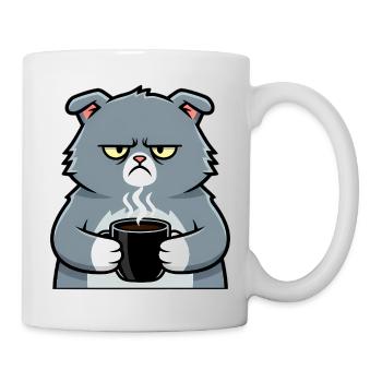 Katze Kaffee Tasse Comic - Tasse - Weiß - Rechts