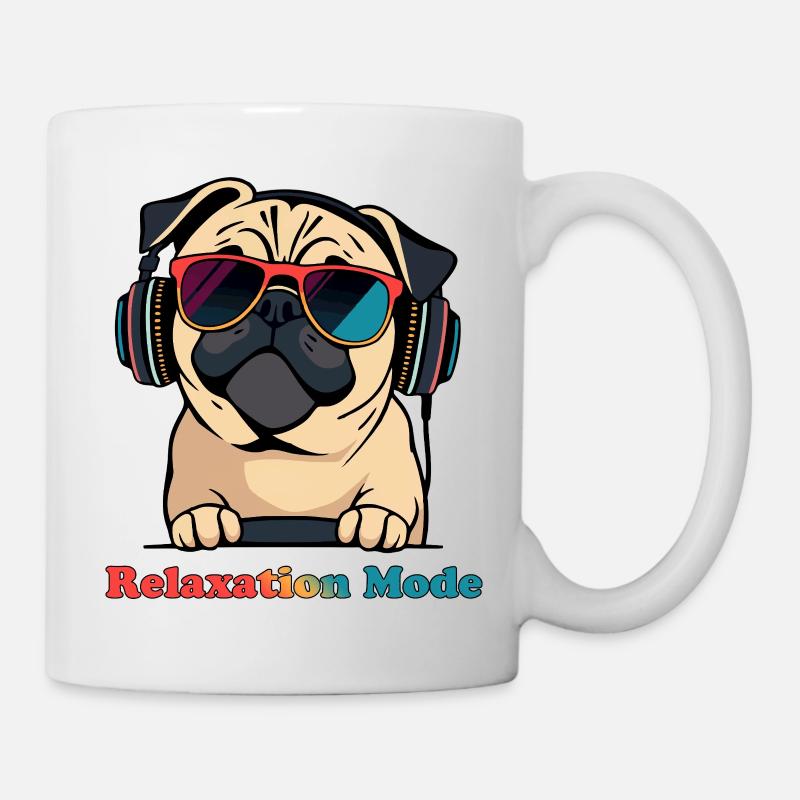Entspannungs-Pug DJ-Modus - Tasse - Weiß