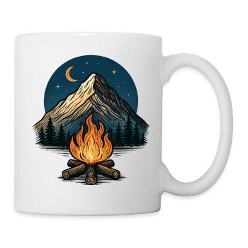 Bergmond Lagerfeuer Nacht - Tasse - Weiß - Rechts