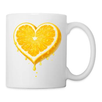 Juicy lemon in the shape of a heart with fresh drops. - Mug - white - Right