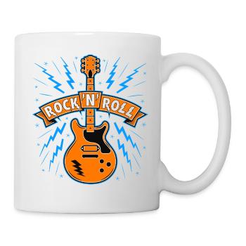 Bannière Rock’N’Roll avec guitare - Mug blanc - blanc - Droite