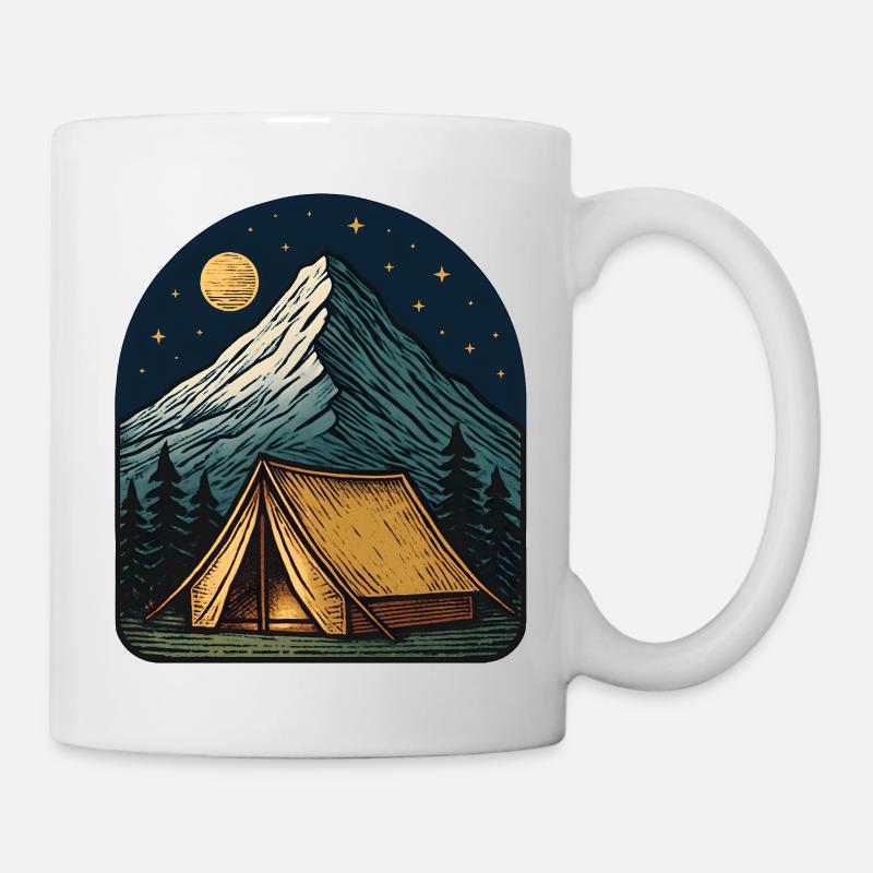Moonlit night at the mountain tent - Mug - white