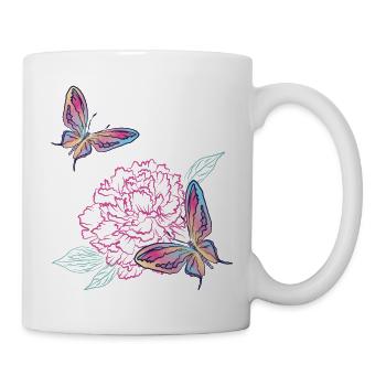 Peony and butterflies - Mug - white - Right