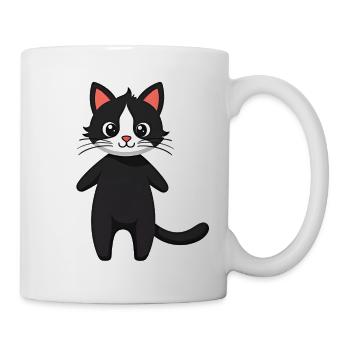 Schwarze Katze - Tasse - Weiß - Rechts