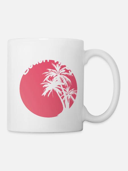 Beach Vibes Palm Sunset Design - Tasse - Weiß