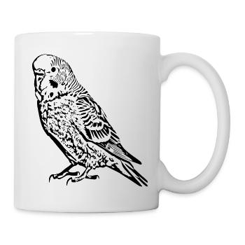 Wellensittich Vogel schwarz  - Tasse - Weiß - Rechts