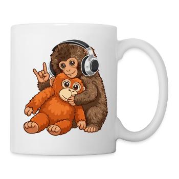 Monkey Punch Affe Musik hören  - Tasse - Weiß - Rechts