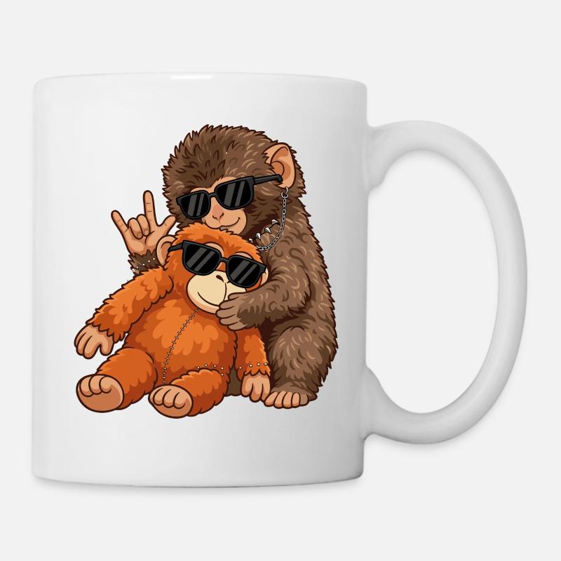 Monkey Punch Rock Music Funny Gift - Mug - white