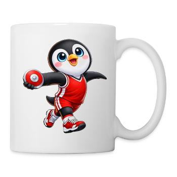 Dessin animé mignon du joueur de disque lancé un pingouin - Mug blanc - blanc - Droite