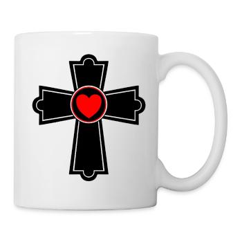 Croix avec le cœur - Mug blanc - blanc - Droite