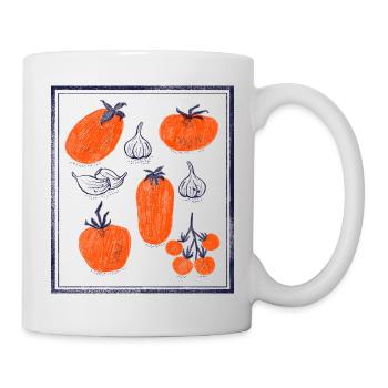 Motif bulbe tomate à l’ail - Mug blanc - blanc - Droite