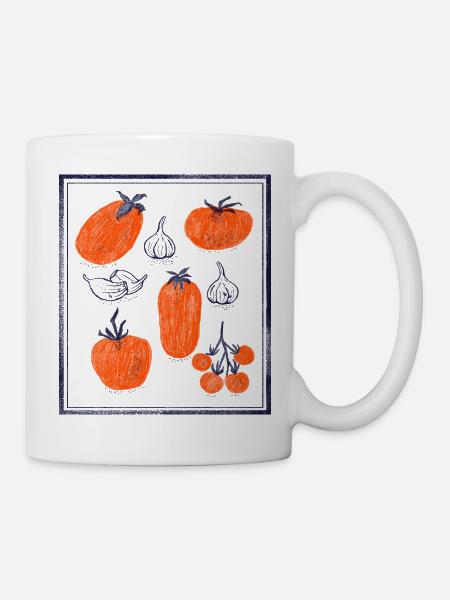 Tomaten Zwiebeln Knoblauch Muster - Tasse - Weiß