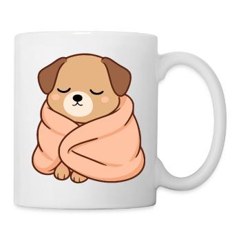Sleeping dog in cuddly blanket - Mug - white - Right