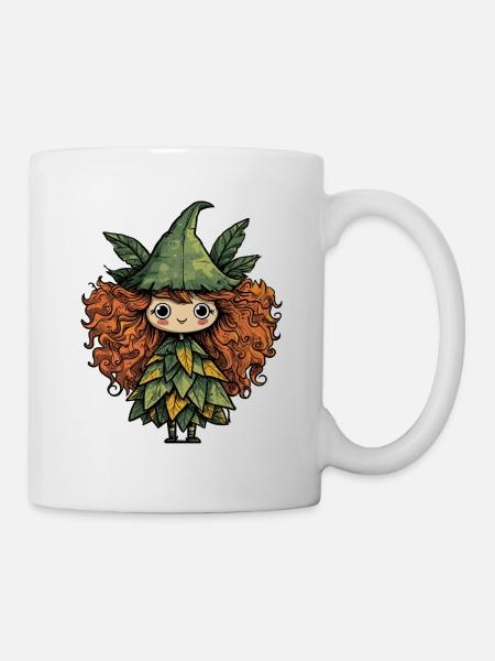 Waldfee Blattkleid - Tasse - Weiß
